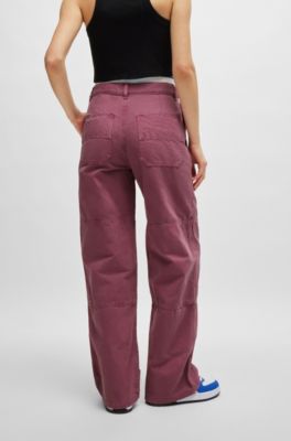 ストレートフィットパンツ コットンキャンバス, ピンク