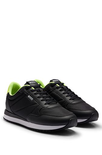 Mixed-material trainers with pop-colour details, Black