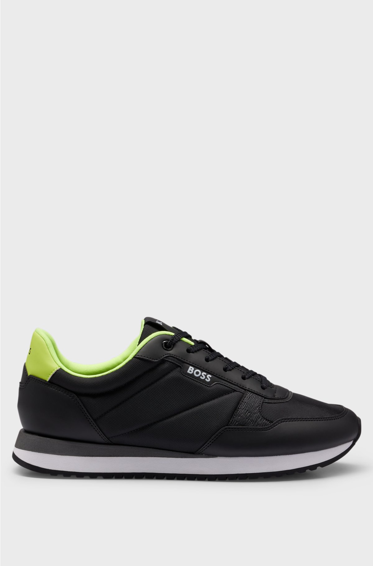 Mixed-material trainers with pop-colour details, Black
