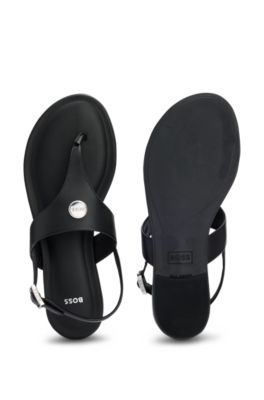 BOSS Toepost sandals in nappa leather with buckled strap