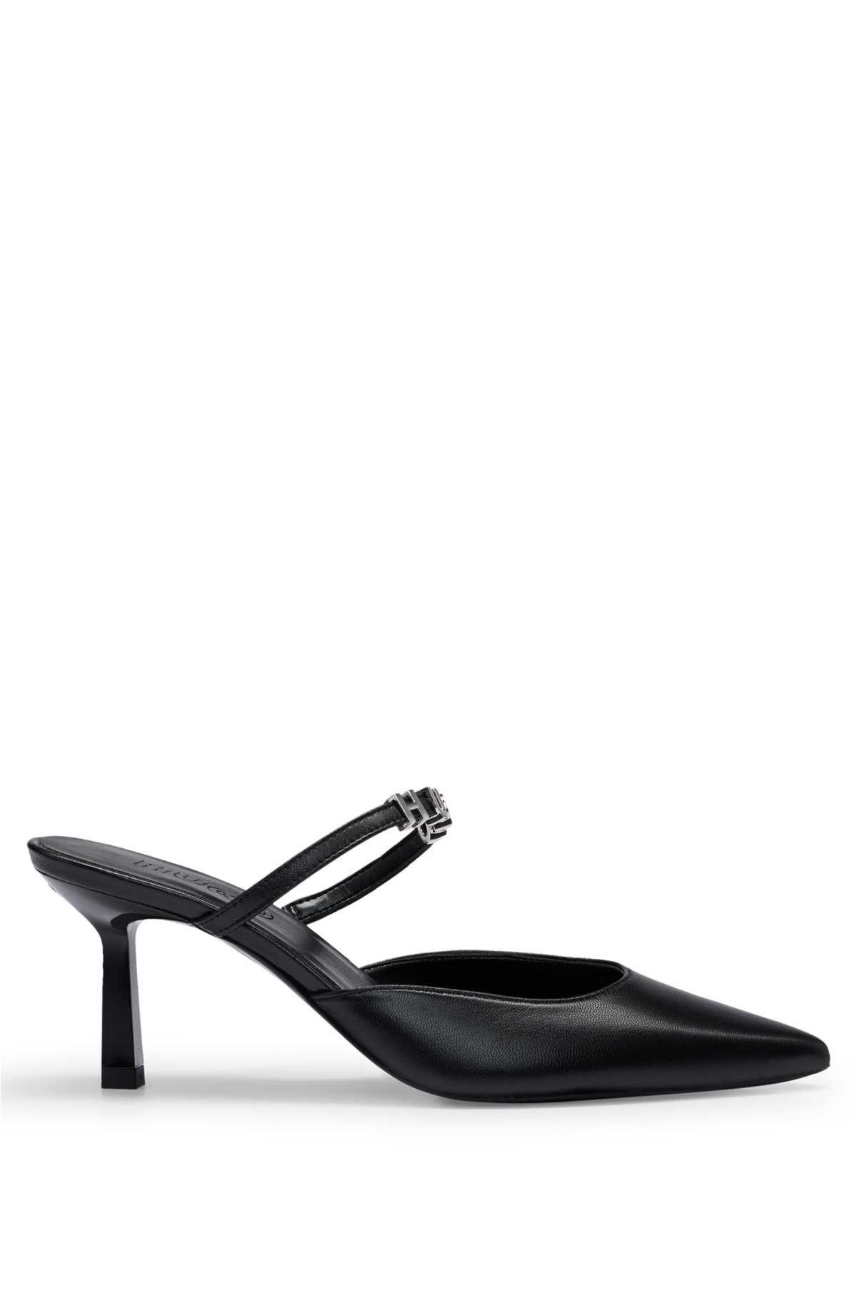 Nappa-leather buckle-closure sandals with logo trim, Black