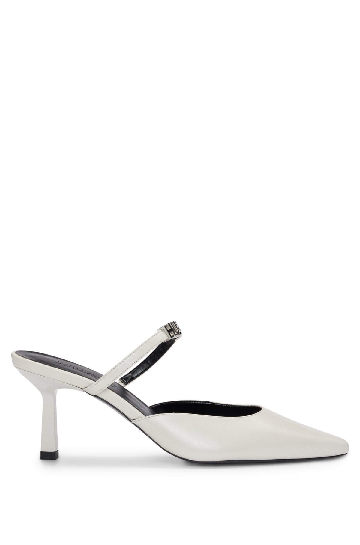 Nappa-leather buckle-closure sandals with logo trim, White