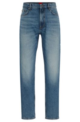 HUGO - Regular-fit jeans in blue denim with regular rise