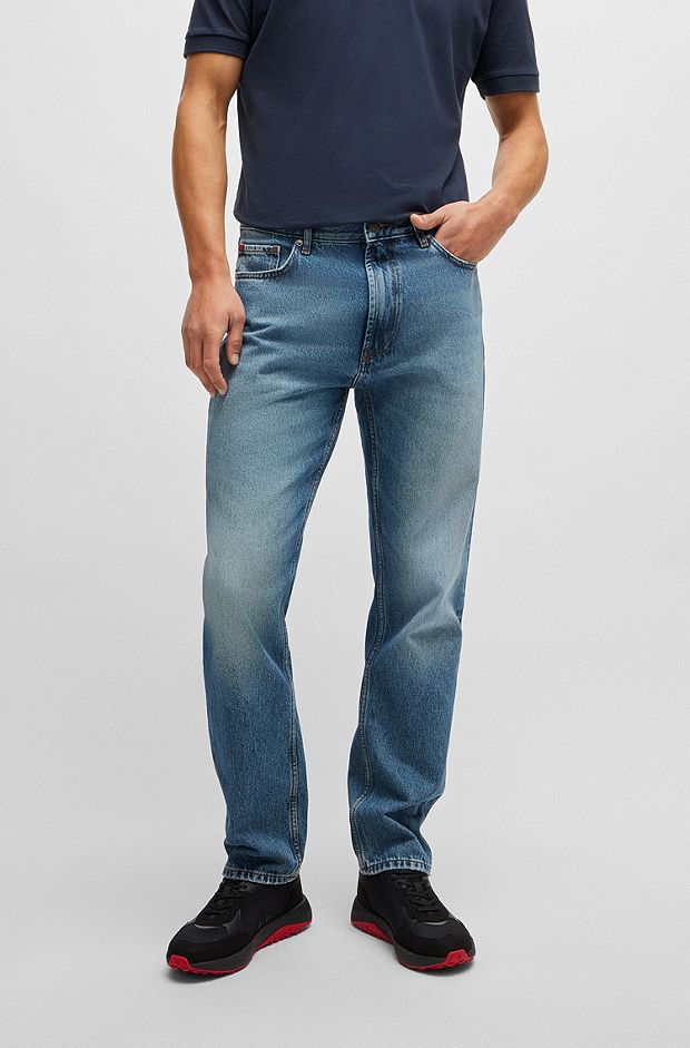 Regular-fit jeans in blue denim with regular rise, Blue