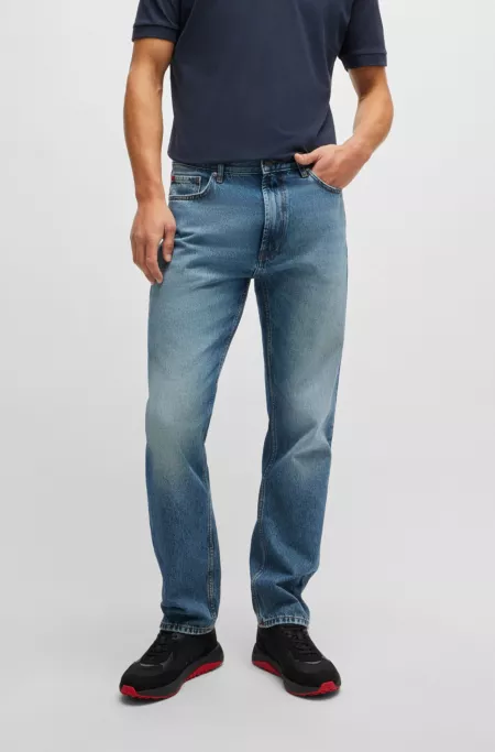 Regular-fit jeans in blue denim with regular rise