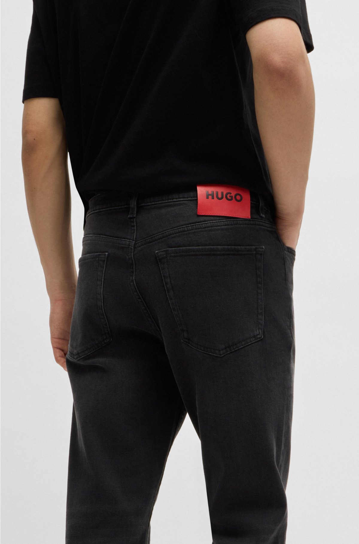 Tapered-fit jeans in black-black stretch denim, Black