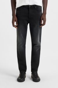 Tapered-fit jeans in black-black stretch denim, Black