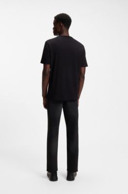 Tapered-fit jeans in black stretch denim, Black