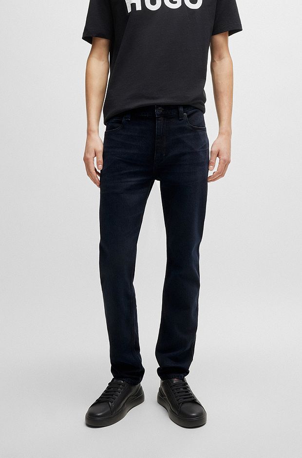 Extra-slim-fit jeans in blue-black stretch denim, Dark Blue