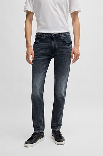 Extra-slim-fit jeans in dark-blue stretch denim, Dark Grey