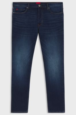 Tapered-fit jeans in dark-blue stretch denim, Dark Blue