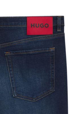 Tapered-fit jeans in dark-blue stretch denim, Dark Blue