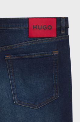Tapered-fit jeans in dark-blue stretch denim, Dark Blue