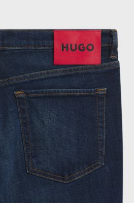 Tapered-fit jeans in dark-blue stretch denim, Dark Blue
