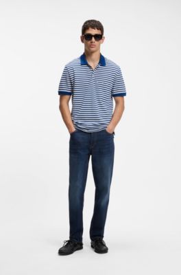 Tapered-fit jeans in dark-blue stretch denim, Dark Blue