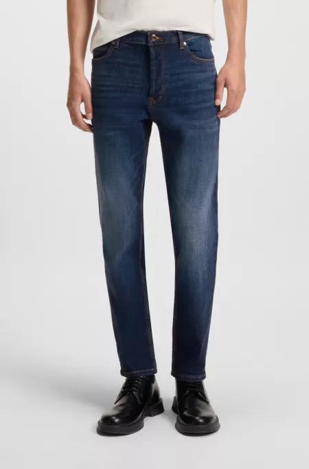Jean Tapered en denim stretch bleu foncé