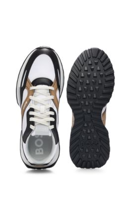 BOSS - Mixed-material trainers in signature colours 