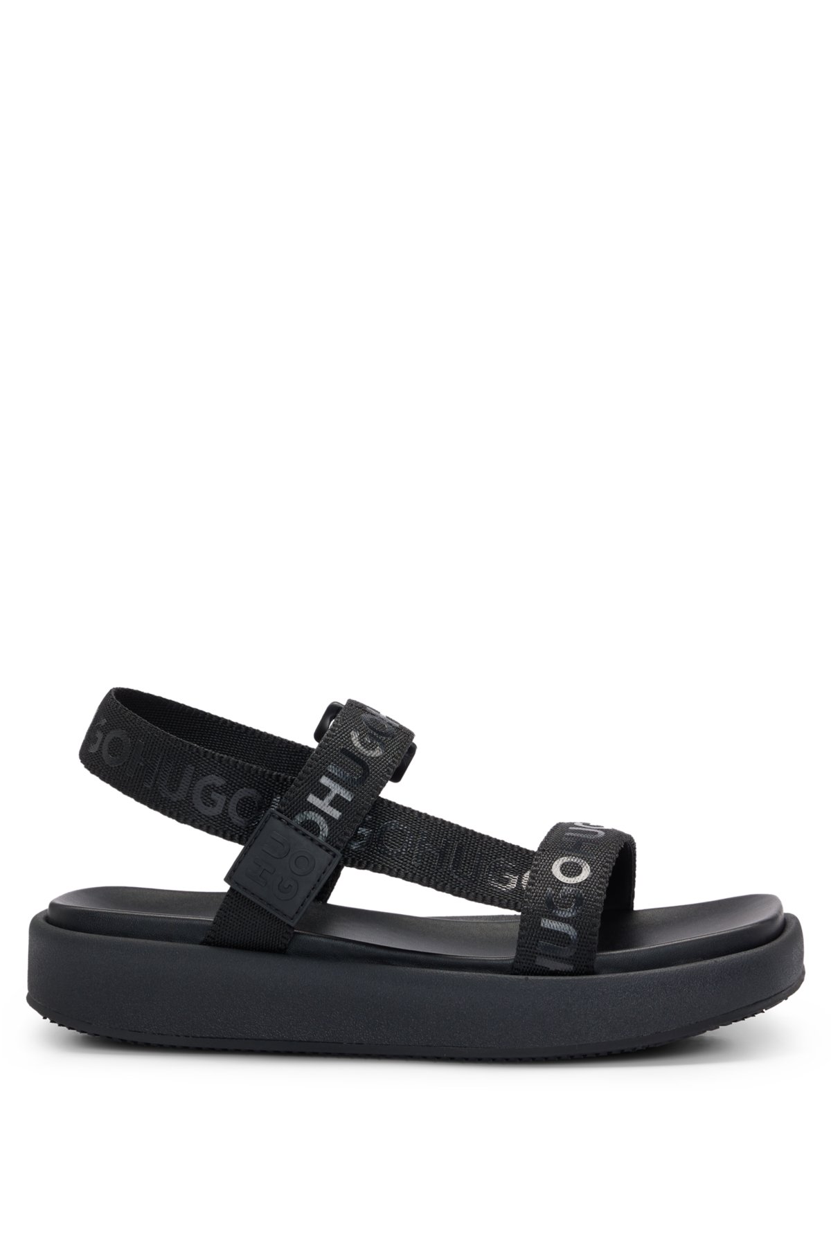 Stacked-logo sandals with branded straps, Black