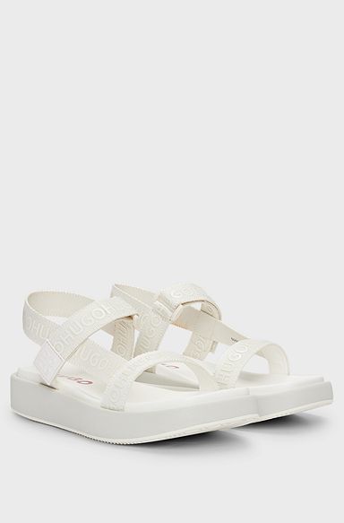 Stacked-logo sandals with branded straps, White
