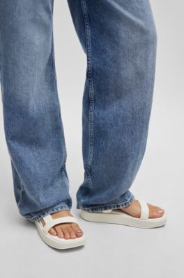 HUGO Stacked-Logo Loafers in Black