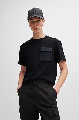 HUGO - Interlock-cotton T-shirt with animal-print trims