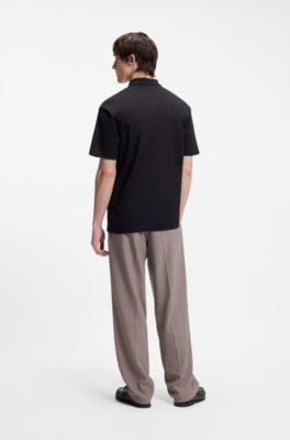 Poloshirt aus Interlock-Baumwolle mit Stack-Logo, Schwarz