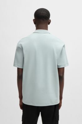 Interlock-cotton polo shirt with stacked logo, Light Grey