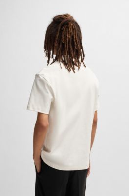 Polo en coton interlock avec logo revisit&eacute;, Naturel