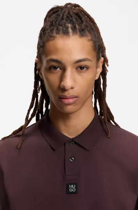 Interlock-cotton polo shirt with stacked logo