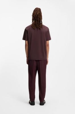 Interlock-cotton polo shirt with stacked logo, Dark Red