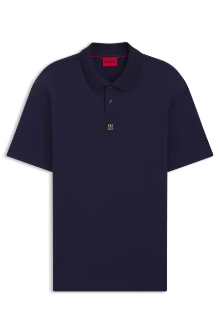 Interlock-cotton polo shirt with stacked logo