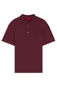 Interlock-cotton polo shirt with stacked logo, Dark Red