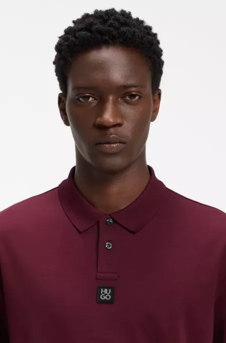 Interlock-cotton polo shirt with stacked logo