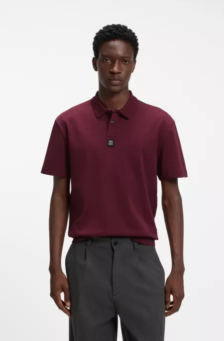 Interlock-cotton polo shirt with stacked logo