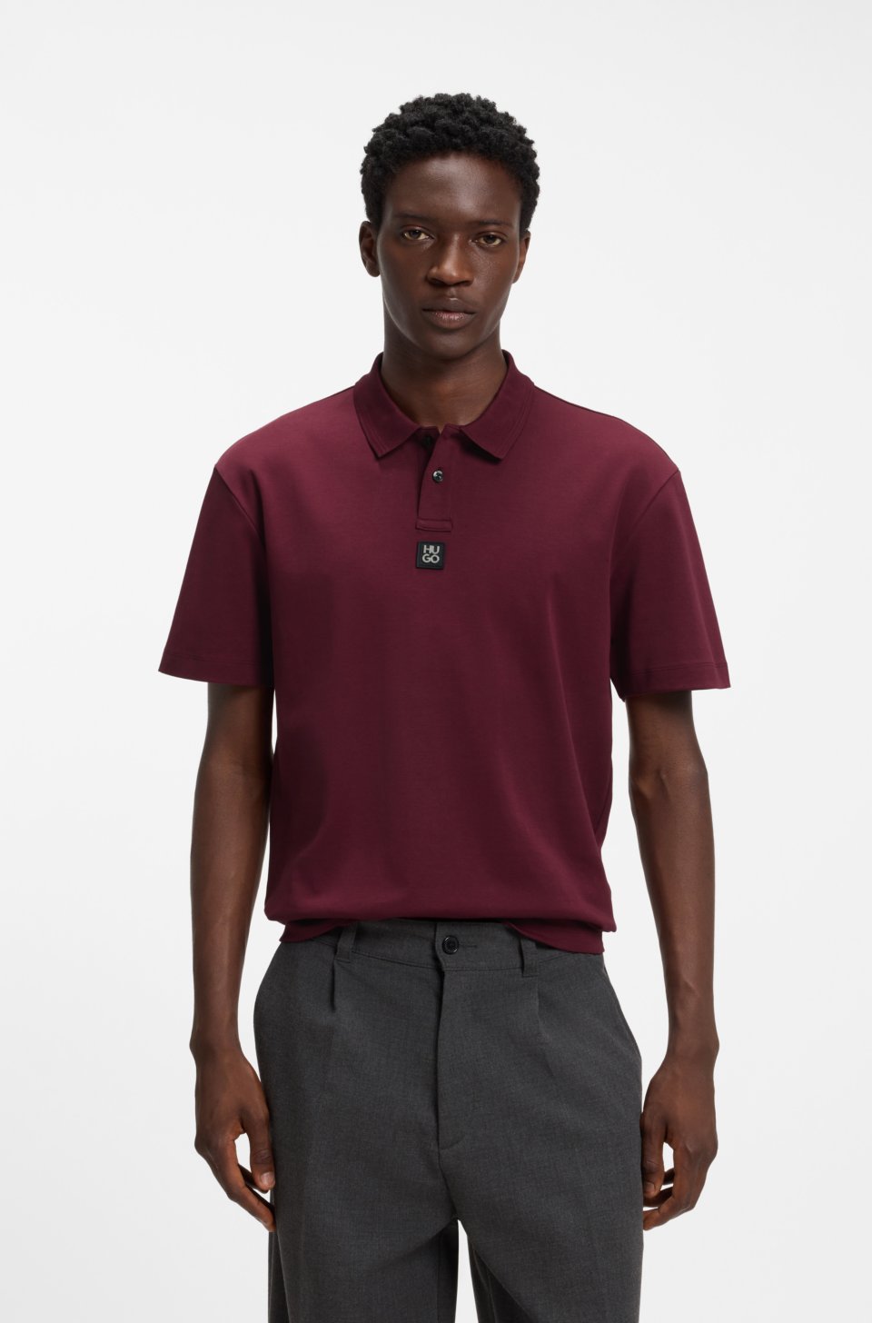 Interlock-cotton polo shirt with stacked logo