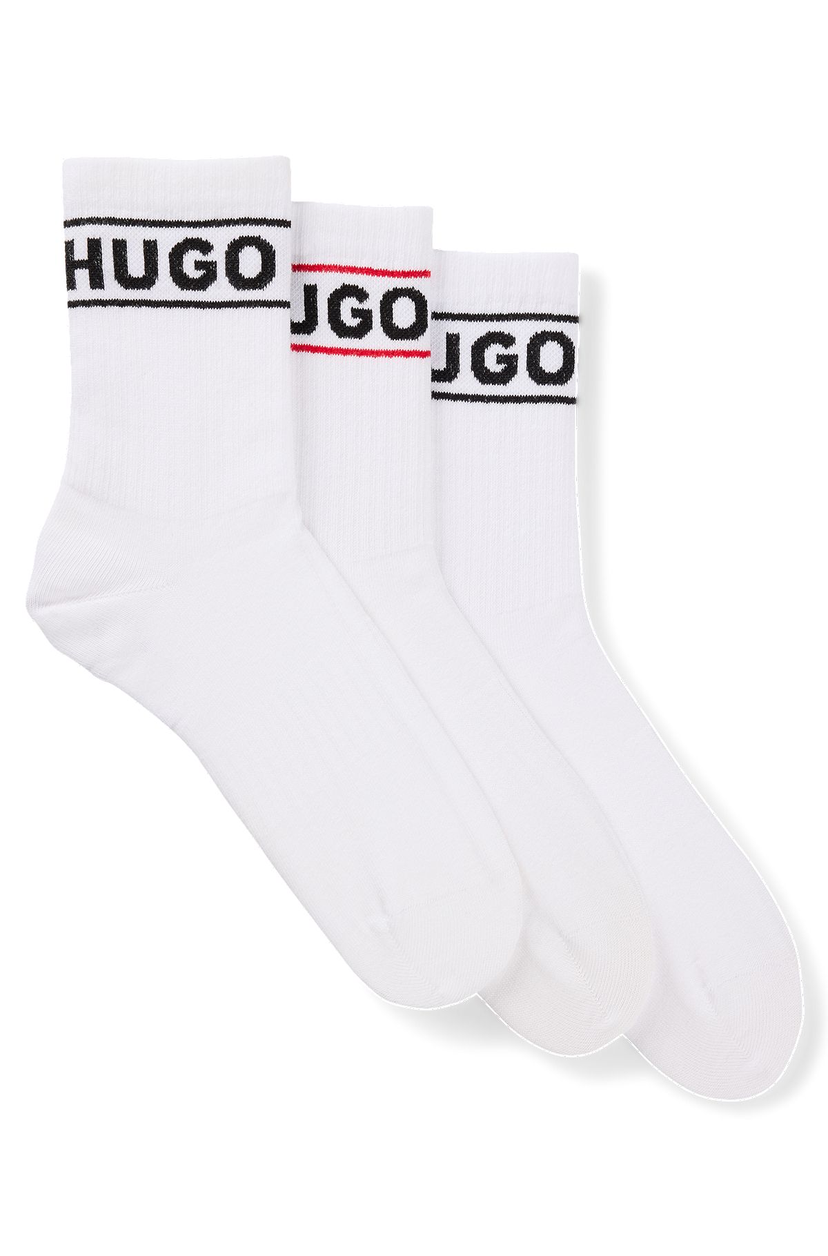 Three-pack of short-length socks with logo, White