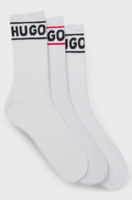 Calze corte con logo in confezione da tre, Bianco