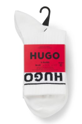 Lot de trois paires de chaussettes &agrave; logo, Blanc