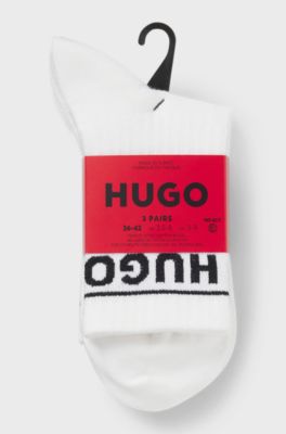 Dreierpack kurze Socken mit Logos, Wei&szlig;