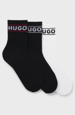 Three-pack of short-length socks with logo, White / Black