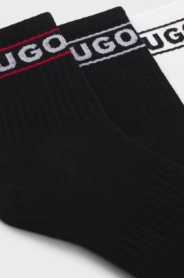 Three-pack of short-length socks with logo, White / Black