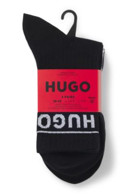 Three-pack of short-length socks with logo, White / Black