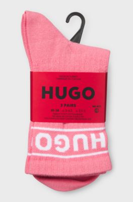 Dreierpack kurze Socken mit Logos, Wei&szlig; / Pink