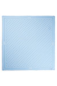 Foulard carré à logo imprimé et franges, bleu clair