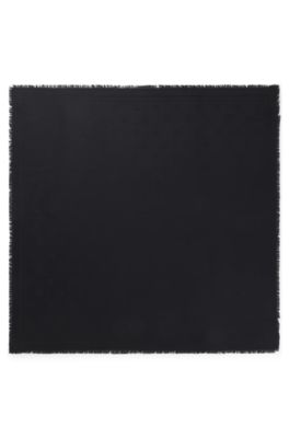 Modal scarf with stacked-logo jacquard, Black