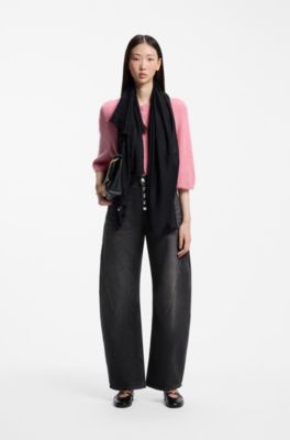 Modal scarf with stacked-logo jacquard, Black