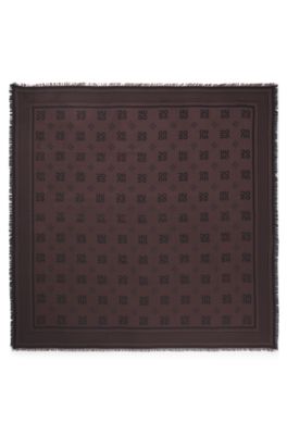 Modal scarf with stacked-logo jacquard, Dark Brown