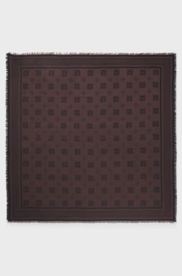 Modal scarf with stacked-logo jacquard, Dark Brown