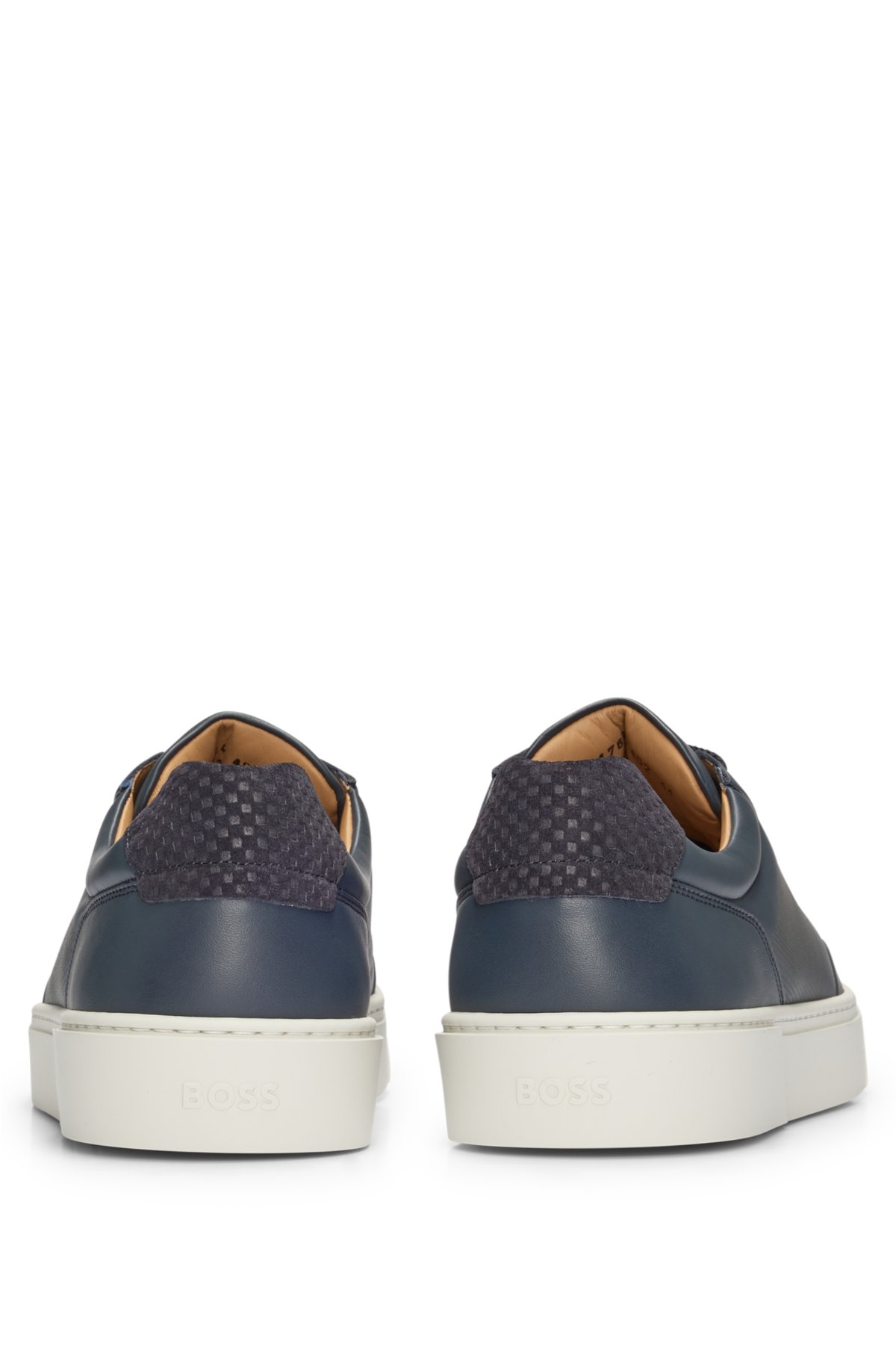 Porsche x BOSS leather trainers with special branding, Dark Blue