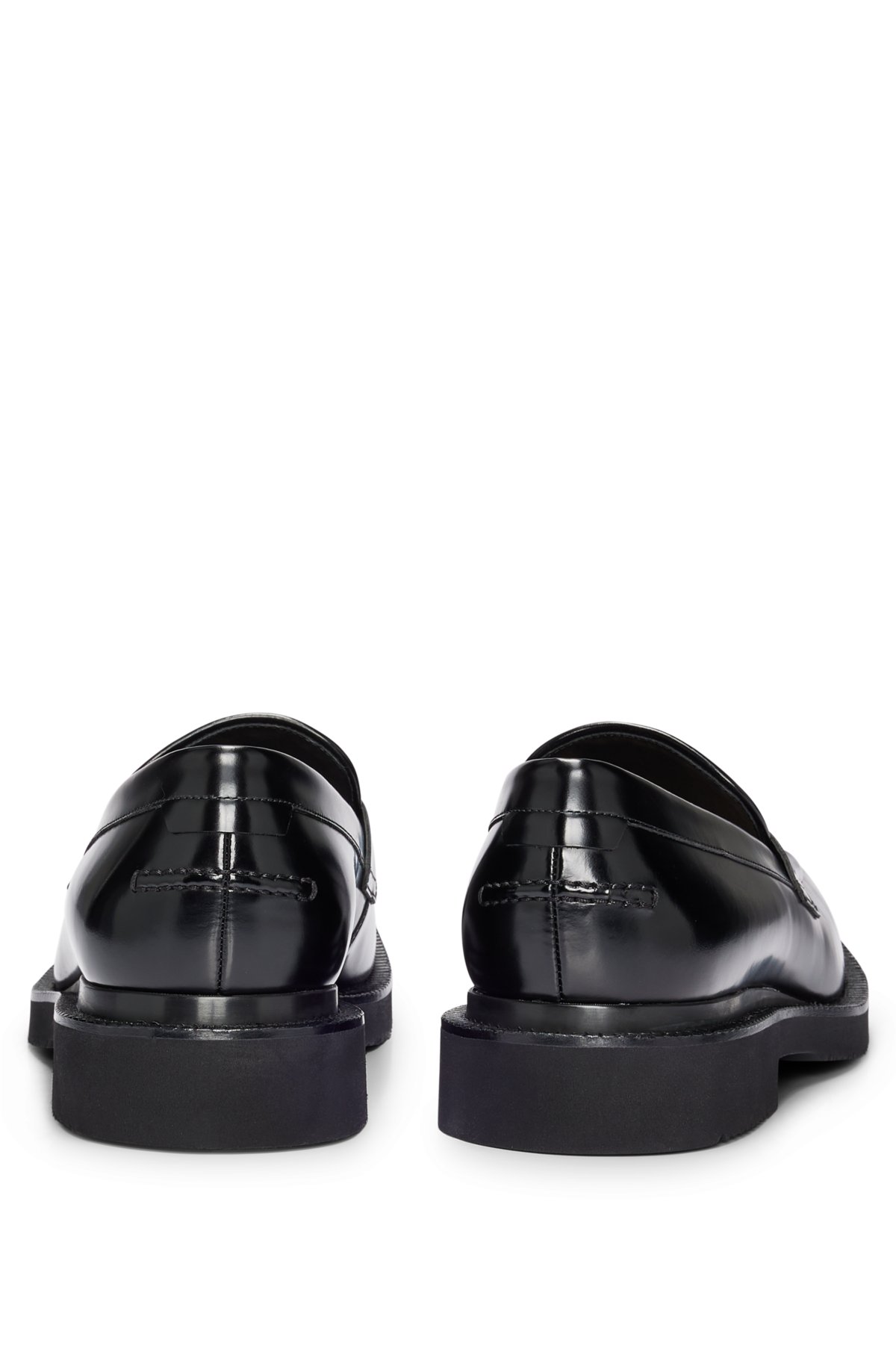 Penny-trim loafers in brush-off leather, Black